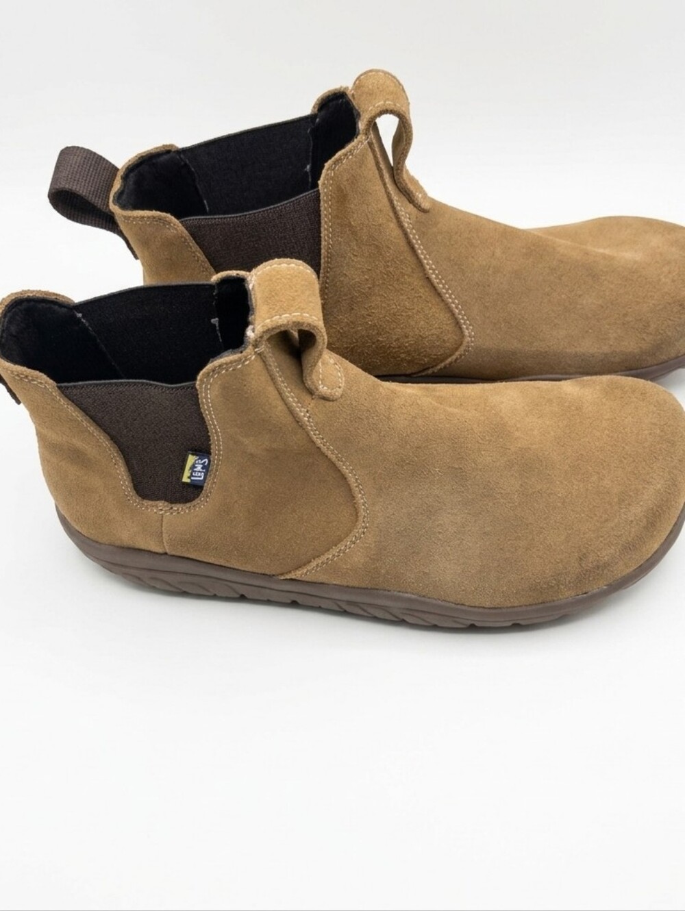 Lems Chelsea Boot M10 W11.5 Suede Cedar Brown Barefoot Minimalist NO INSOLES